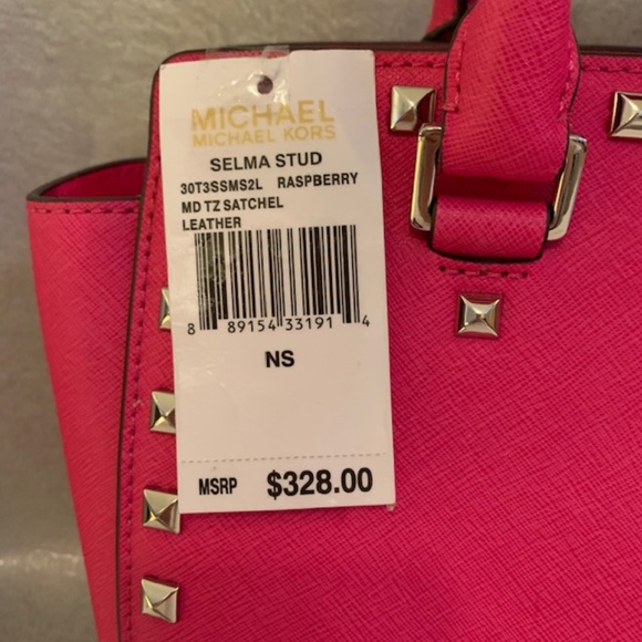 Michael Kors Selma Stud Medium Satchel RASPBERRY - Picture 4 of 6